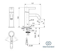 MEDIDAS MONOMANDO LAVABO JOY IDEAL STANDARD